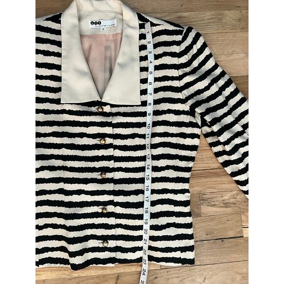 KTF by Kristinn Steinarr Womens Vintage 100% Silk Striped Work Skirt Suit Sz 10 - Picture 12 of 16